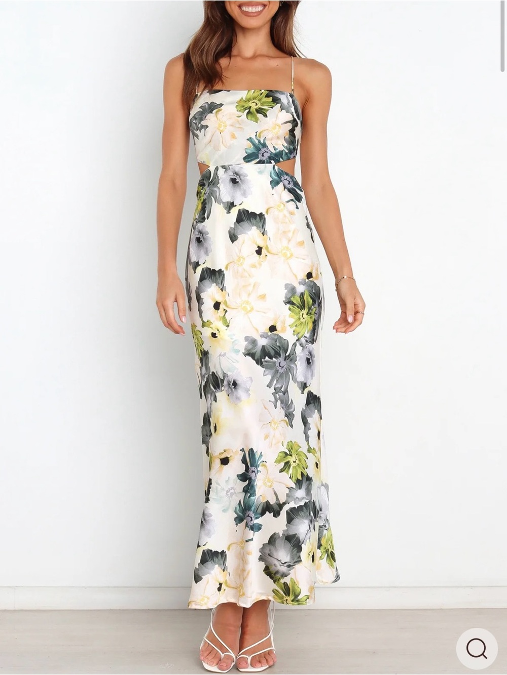 Petal & Pup White Floral Cutout Maxi with Green Accents